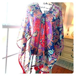 Kimono with Vintage button and leather tie around